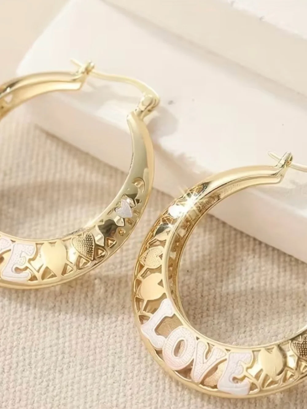 Gold Tone Multi-Color Heart Hoop Earrings - Women Jewelry